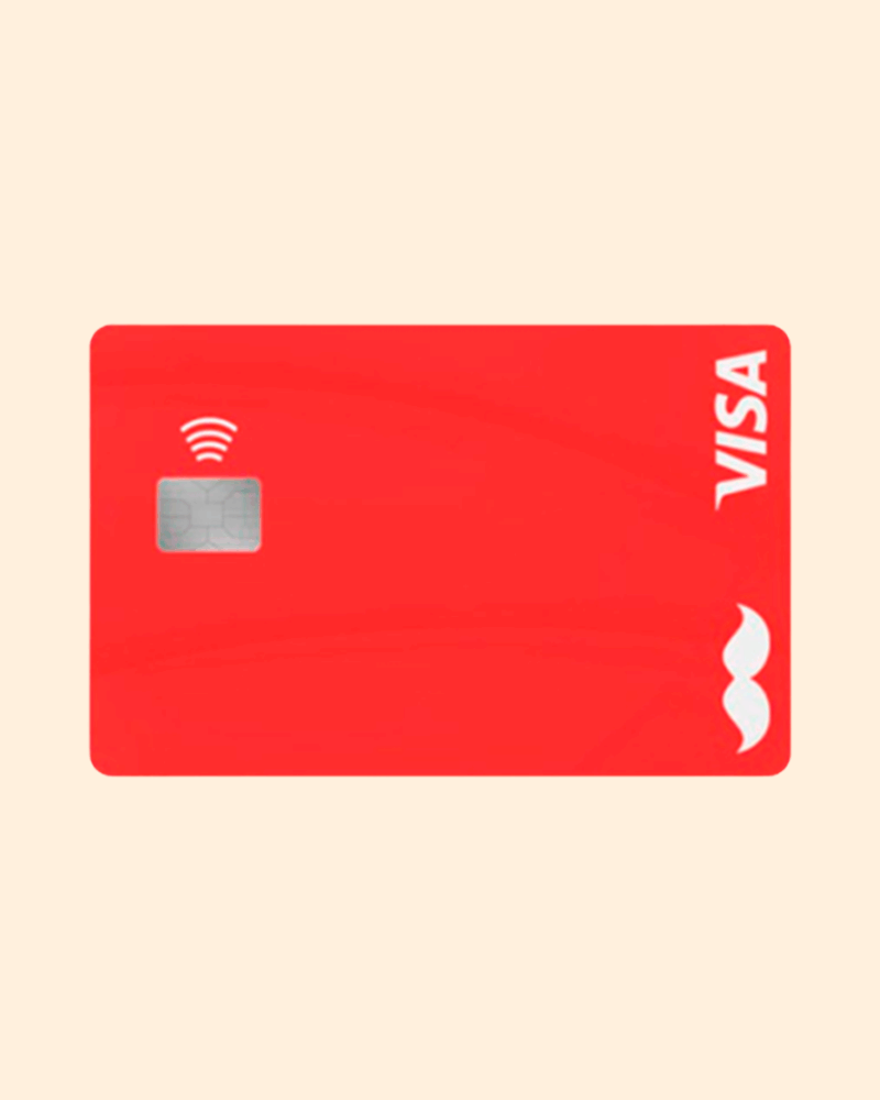 Tarjeta Pomelo con logo bigote. Tarjeta Rappi Visa