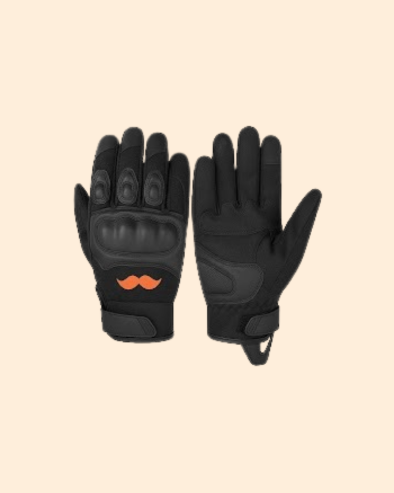 Guantes de Motociclista Rappi | Protección Rígida y Grip Antideslizante con protección de Nudillos y refuerzos en falanges con ajuste en velcro en la muñeca y el icónico logo del bigote